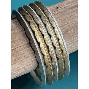 VTG Textured Gold & Silver Tone Bangles Set Of 5 Substantial set of 5‎ bangles
